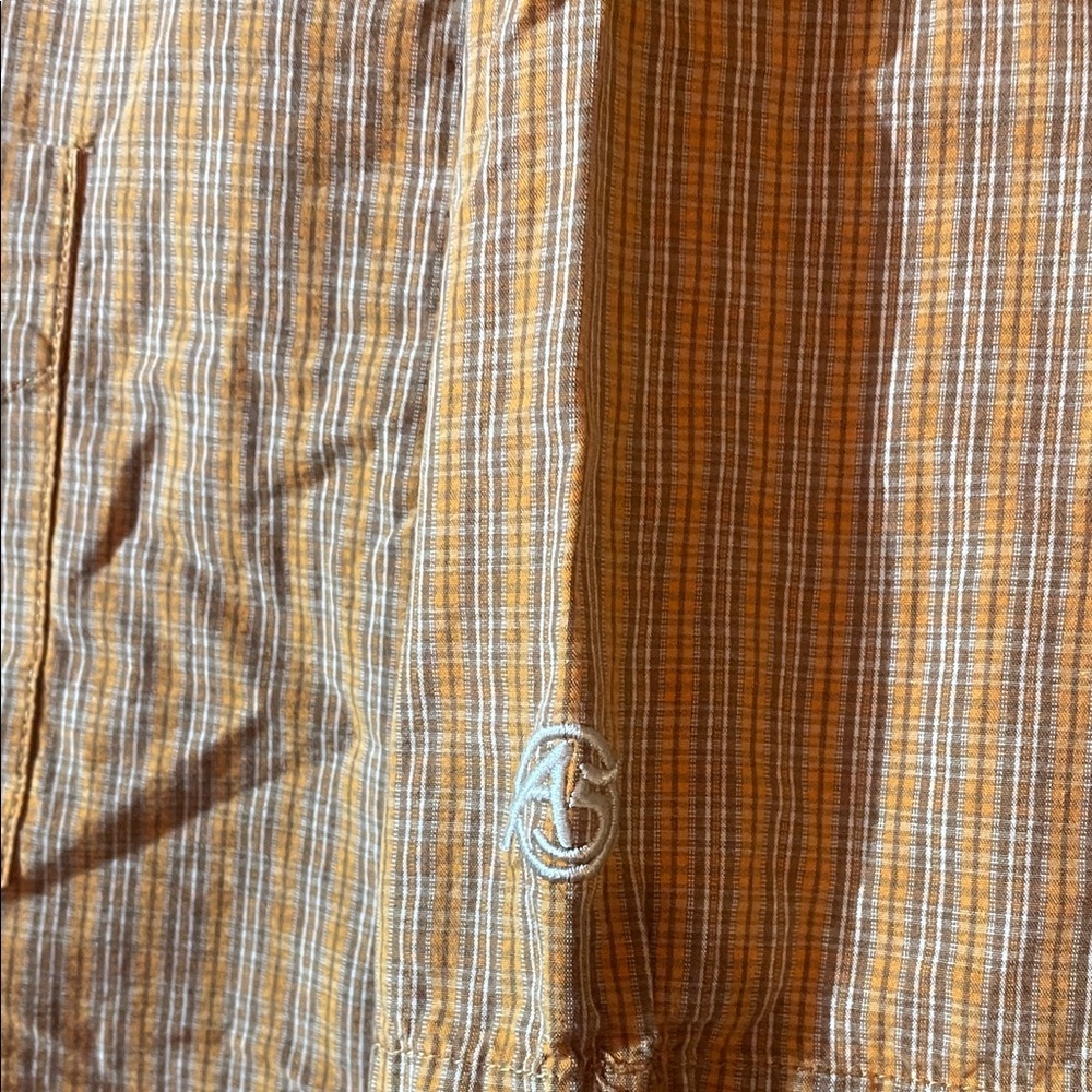 North Face A5 Men's Orange Plaid Button Down Short Sleeve Shirt - Picture 4 of 5